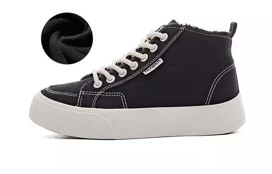 Холщовые кеды женские высокие черный/белый Renben