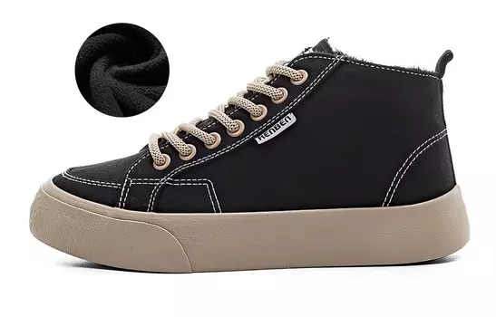 Холщовые кеды женские высокие черный коричневый Renben