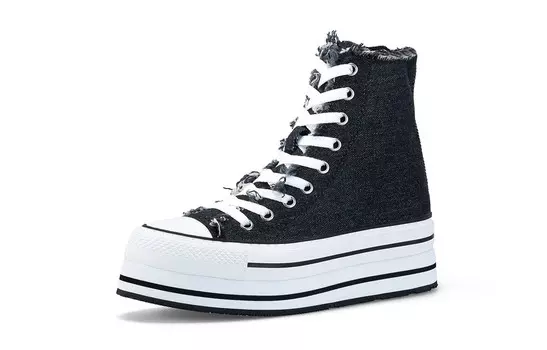 Холщовые кеды женские высокие Iijin, черный