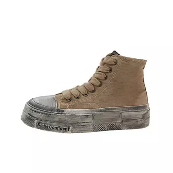 Холщовые кеды женские высокие Mxgm, темно-коричневый