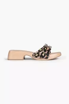 Холщовые мюли Viv' Clogs с леопардовым принтом ROGER VIVIER, персиковый