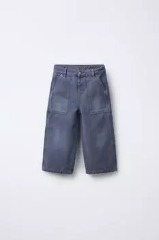 Холщовые плотницкие брюки ZARA, синий