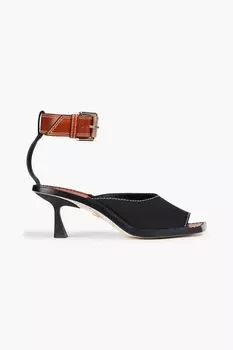Холщовые сандалии с кожаной отделкой ZIMMERMANN, черный