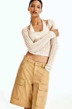 Холщовые шорты карго H&M, бежевый