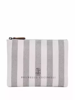 Холщовый клатч в полоску Brunello Cucinelli, мультиколор