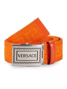 Холщовый ремень с пряжкой Box Frame Versace, темно-оранжевый
