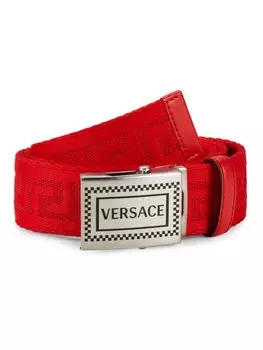 Холщовый ремень с пряжкой Box Frame Versace, красный