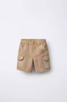 Холст грузов шорты-бермуды ZARA, кэмел