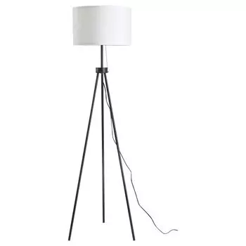 HOMCOM Торшер Торшер E27, сталь + полиэстер, 37x37x152см (черный + белый)