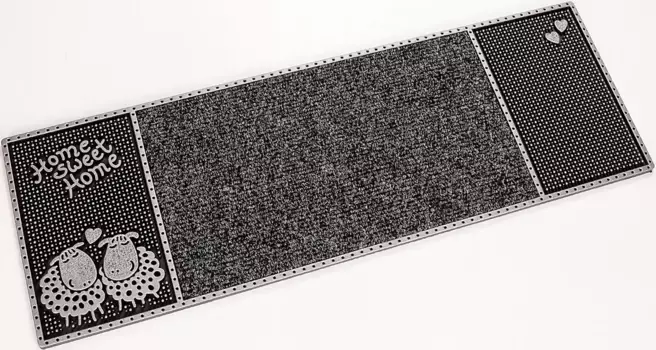 Home2Модный коврик "CC Clean Merino", прямоугольный, узкий грязеулавливающий коврик, с надписью, прочный, подходит для использования внутри и снаружи помещений Home2Fashion 25х75 см, цвет anthrazit