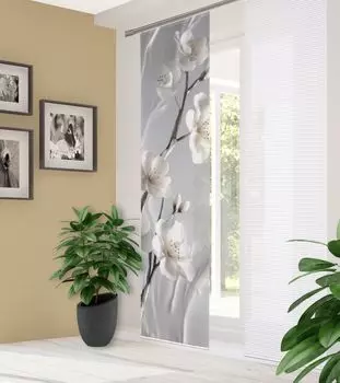 HOME in green Раздвижная штора LAIRA из переработанного полиэстера, 245x60 см, цветочный принт