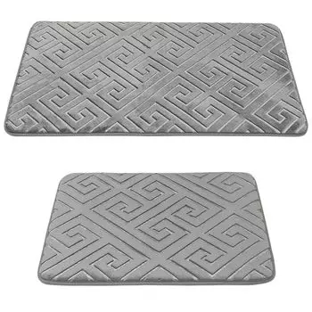 HOMELUX коврик для ванной комнаты, нескользящий коврик для ванной, комплект ковриков для ванной из 2 предметов, водопоглощающий, 60 x 100 см + 60 x 50 см, серый