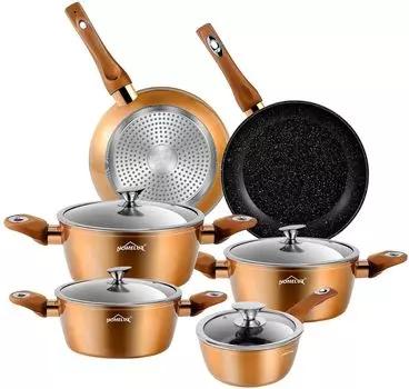 Набор кастрюль с антипригарным покрытием Homelux, 10 предметов