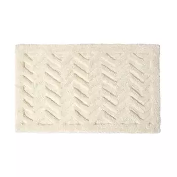 HOMESCAPES Белый нескользящий коврик для ванной с глубоким ворсом и шевроном