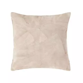 HOMESCAPES Бежевая кожаная декоративная подушка с наполнителем из перьев, 45 x 45 см