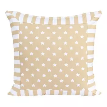 HOMESCAPES Чехол на подушку Star бежевого цвета с полосатым краем, 45 x 45 см