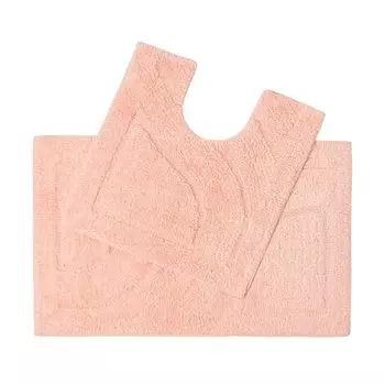 HOMESCAPES Набор роскошных ковриков для ванной из 2 предметов, 100% хлопок, персиковый цвет, розовый