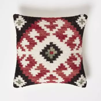 HOMESCAPES Подушка Kilim Tawa черно-кремово-красный - подушка 45 х 45 см с наполнителем