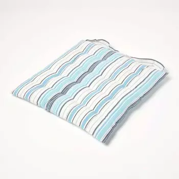 HOMESCAPES Подушка на сиденье из 100% хлопка 40 x 40 см "Новая Англия" Синие и белые полосы, темно-синий