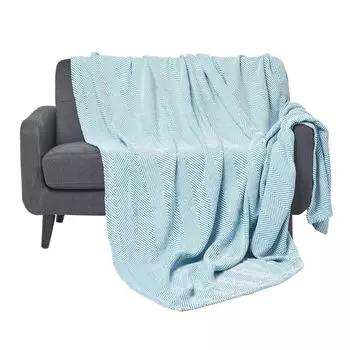 HOMESCAPES Покрывало Halden с шевронным узором, цвет морской волны/белый, 150 x 200 см