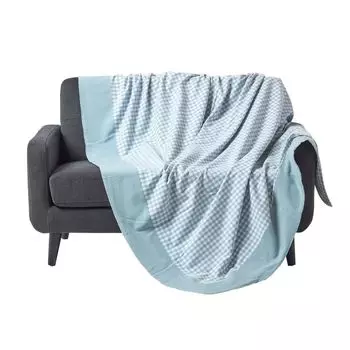 HOMESCAPES Покрывало в клетку синее 150 x 200 см