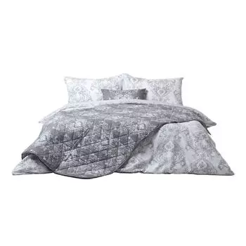 HOMESCAPES Серое покрывало Toile de Jouy 200 x 200 см