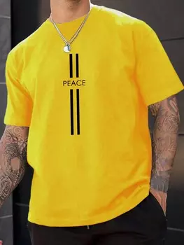 Homme Футболка Мужская летняя повседневная с буквенным узором и коротким рукавом Manfinity, желтый