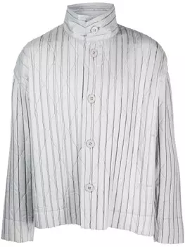 Homme Pliss Issey Miyake куртка-рубашка с узором, серый