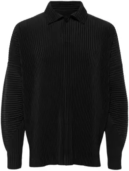 Homme Pliss Issey Miyake MC August pleated polo shirt, черный