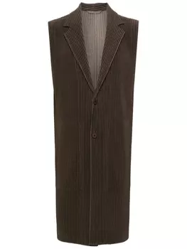 Homme Pliss Issey Miyake однобортное пальто, коричневый