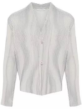 Homme Pliss Issey Miyake пиджак Tweed Pleats без воротника, нейтральный цвет