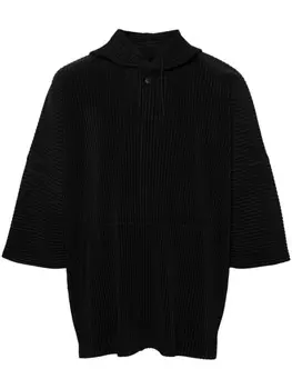 Homme Pliss Issey Miyake плиссированная футболка Mc June с капюшоном, черный