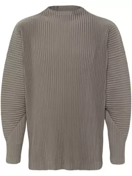 Homme Pliss Issey Miyake плиссированная толстовка с высоким воротником, зеленый