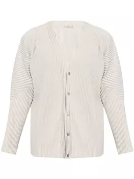 Homme Pliss Issey Miyake плиссированный жакет с V-образным вырезом, серый