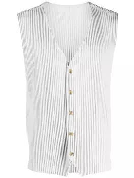 Homme Pliss Issey Miyake плиссированный жилет на пуговицах, серый