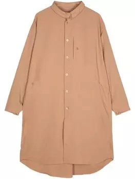 Homme Pliss Issey Miyake рубашка на пуговицах без воротника, коричневый