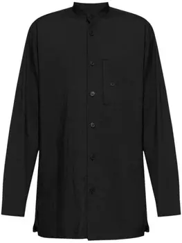 Homme Pliss Issey Miyake рубашка PL Ramie с отложным хомутом, черный