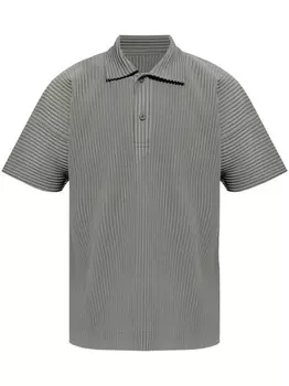 Homme Pliss Issey Miyake рубашка-поло с короткими рукавами и плиссировкой, серый