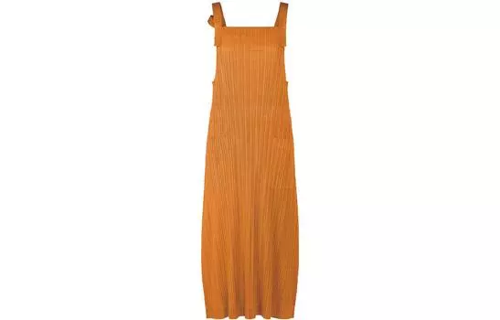 Homme Pliss Issey Miyake SS23 Платье-комбинация женское светло-коричневое