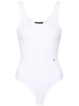 HommeGirls боди в рубчик с вышитым логотипом, белый