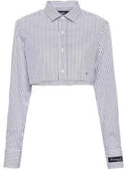 HommeGirls полосатая рубашка с вышитым логотипом, черный