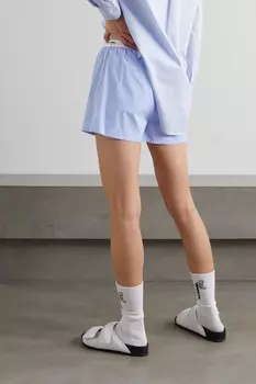 HOMMEGIRLS Шорты из хлопкового поплина в тонкую полоску, светло-синий