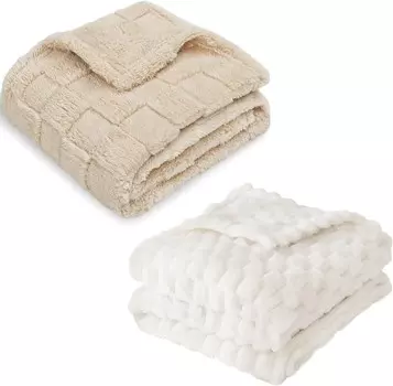 HOMRITAR 2 Pack 3D шахматная сетка Ультра-мягкое пушистое одеяло для малышей для детей + 3D жаккардовое мягкое теплое плюшевое одеяло для домашнего декора 30 x 40 дюймов