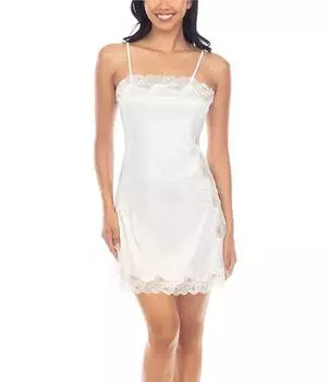 Honeydew Intimates Атласная сорочка без рукавов с кружевным подолом и змеиным принтом Garden Of Eden, слоновая кость