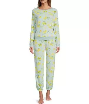 Honeydew Intimates Вязаный топ в полоску с принтом Tealeaf Lemon Star Seeker Lounge и пижамный комплект Jogger, мультиколор