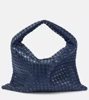 Hop Large сумка-тоут из денима и кожи Bottega Veneta, Abyss-Indig/Abyss-Mb