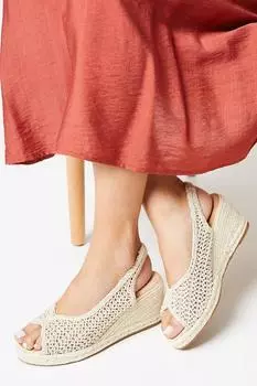 Хорошо для подошвы: босоножки Remi Comfort на танкетке с открытой пяткой и открытой пяткой крючком Dorothy Perkins, бежевый