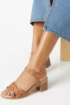 Хорошо для подошвы: комфортные босоножки Elma на каблуке очень широкого кроя Dorothy Perkins, коричневый