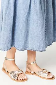 Хорошо для подошвы: очень широкие кожаные сандалии Miran с узлом Dorothy Perkins, золото