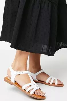 Хорошо для подошвы: плетеные сандалии на плоской подошве Mila Comfort с Т-образной перемычкой Dorothy Perkins, белый